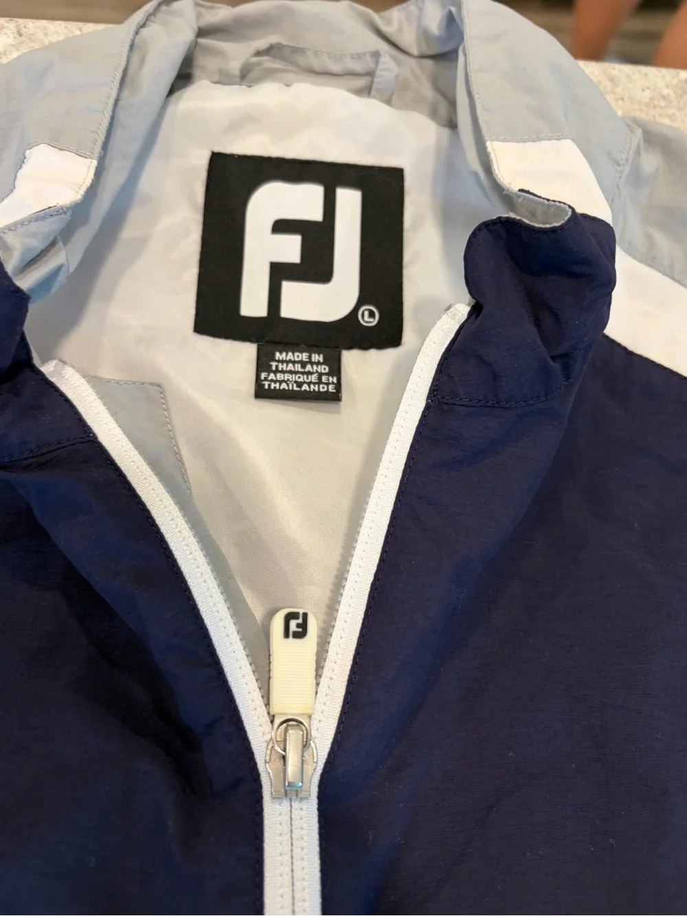FootJoy Golf Men's Navy and Light Gray Pullover Windbreaker Jacket-Large